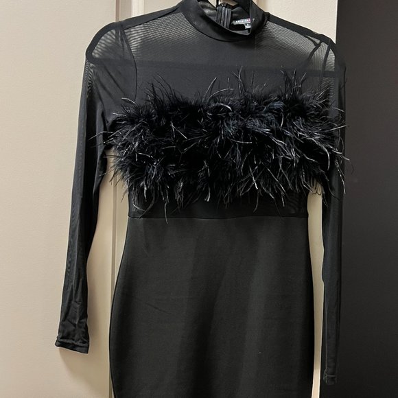 Fashion Nova Secret Diary Fuzzy Black Dress - Picture 4 of 5